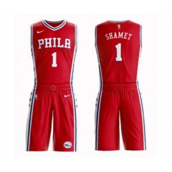 Philadelphia 76ers #1 Landry Shamet Swingman Red Basketball Suit Jersey Statement Edition