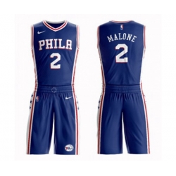 Philadelphia 76ers #2 Moses Malone Swingman Blue Basketball Suit Jersey - Icon Edition