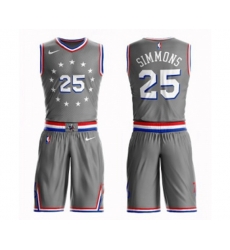 Philadelphia 76ers #25 Ben Simmons Swingman Gray Basketball Suit Jersey - City Edition