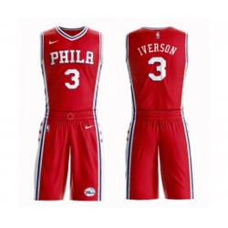 Philadelphia 76ers #3 Allen Iverson Swingman Red Basketball Suit Jersey Statement Edition