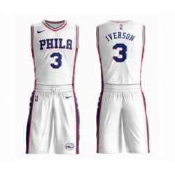 Philadelphia 76ers #3 Allen Iverson Swingman White Basketball Suit Jersey - Association Edition
