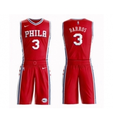 Philadelphia 76ers #3 Dana Barros Swingman Red Basketball Suit Jersey Statement Edition