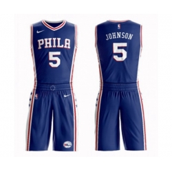 Philadelphia 76ers #5 Amir Johnson Swingman Blue Basketball Suit Jersey - Icon Edition