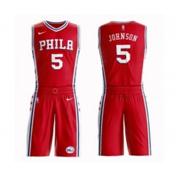 Philadelphia 76ers #5 Amir Johnson Swingman Red Basketball Suit Jersey Statement Edition
