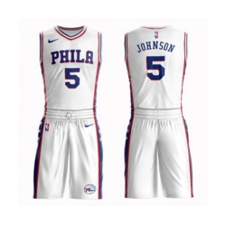 Philadelphia 76ers #5 Amir Johnson Swingman White Basketball Suit Jersey - Association Edition