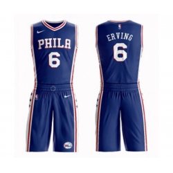Philadelphia 76ers #6 Julius Erving Swingman Blue Basketball Suit Jersey - Icon Edition