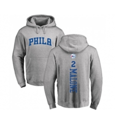 Philadelphia 76ers #2 Moses Malone Ash Backer Pullover Hoodie