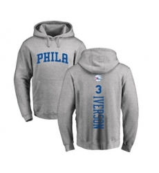 Philadelphia 76ers #3 Allen Iverson Ash Backer Pullover Hoodie