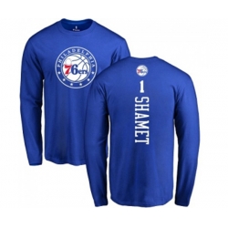 Philadelphia 76ers #1 Landry Shamet Royal Blue Backer Long Sleeve T-Shirt