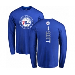 Philadelphia 76ers #1 Mike Scott Royal Blue Backer Long Sleeve T-Shirt