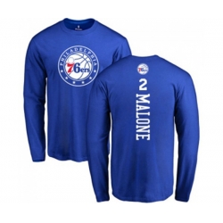 Philadelphia 76ers #2 Moses Malone Royal Blue Backer Long Sleeve T-Shirt