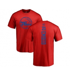 Philadelphia 76ers #21 Joel Embiid Red One Color Backer T-Shirt