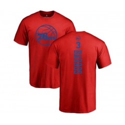 Philadelphia 76ers #3 Dana Barros Red One Color Backer T-Shirt