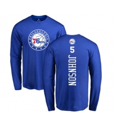 Philadelphia 76ers #5 Amir Johnson Royal Blue Backer Long Sleeve T-Shirt