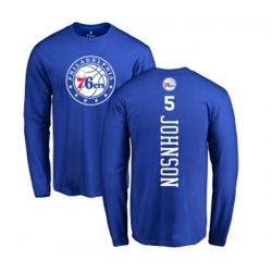 Philadelphia 76ers #5 Amir Johnson Royal Blue Backer Long Sleeve T-Shirt