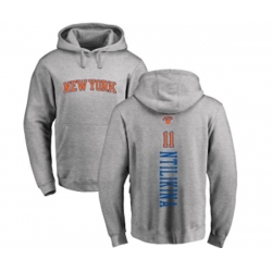 New York Knicks #11 Frank Ntilikina Ash Backer Pullover Hoodie