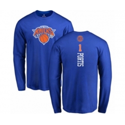 New York Knicks #1 Bobby Portis Royal Blue Backer Long Sleeve T-Shirt