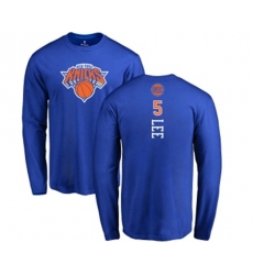 New York Knicks #5 Courtney Lee Royal Blue Backer Long Sleeve T-Shirt