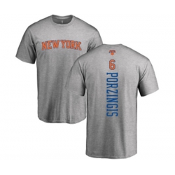 New York Knicks #6 Kristaps Porzingis Ash Backer T-Shirt