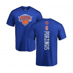New York Knicks #6 Kristaps Porzingis Royal Blue Backer T-Shirt