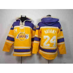Llos Angeles Lakers #24 Kobe Bryant purple-yellow[pullover hooded sweatshirt]