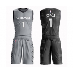 Minnesota Timberwolves #1 Tyus Jones Swingman Gray Basketball Suit Jersey - City Edition Minnesota Timberwolves #1 Tyus Jones Swingman Gray Basketball Suit Jersey - City Edition