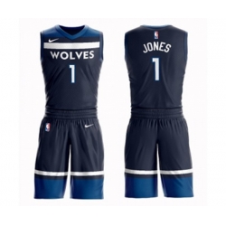 Minnesota Timberwolves #1 Tyus Jones Swingman Navy Blue Basketball Suit Jersey - Icon Edition