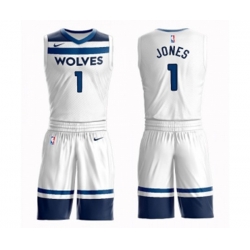 Minnesota Timberwolves #1 Tyus Jones Swingman White Basketball Suit Jersey - Association Edition Minnesota Timberwolves #1 Tyus Jones Swingman White Basketball Suit Jersey - Association Edition