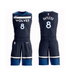 Minnesota Timberwolves #8 Jerryd Bayless Swingman Navy Blue Basketball Suit Jersey - Icon Edition