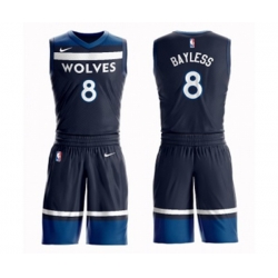Minnesota Timberwolves #8 Jerryd Bayless Swingman Navy Blue Basketball Suit Jersey - Icon Edition