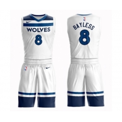 Minnesota Timberwolves #8 Jerryd Bayless Swingman White Basketball Suit Jersey - Association Edition Minnesota Timberwolves #8 Jerryd Bayless Swingman White Basketball Suit Jersey - Association Edition