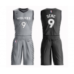 Minnesota Timberwolves #9 Luol Deng Swingman Gray Basketball Suit Jersey - City Edition Minnesota Timberwolves #9 Luol Deng Swingman Gray Basketball Suit Jersey - City Edition