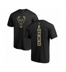 Milwaukee Bucks #0 Donte DiVincenzo Black One Color Backer T-Shirt