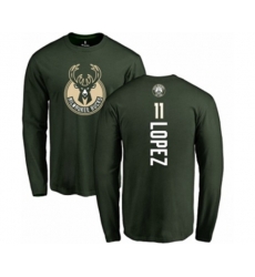 Milwaukee Bucks #11 Brook Lopez Green Backer Long Sleeve T-Shirt