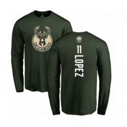 Milwaukee Bucks #11 Brook Lopez Green Backer Long Sleeve T-Shirt