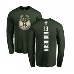 Milwaukee Bucks #13 Glenn Robinson Green Backer Long Sleeve T-Shirt