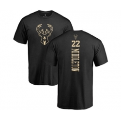 Milwaukee Bucks #22 Khris Middleton Black One Color Backer T-Shirt