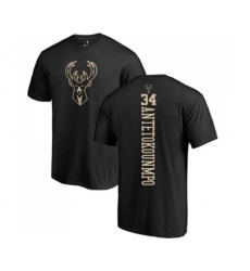 Milwaukee Bucks #34 Giannis Antetokounmpo Black One Color Backer T-Shirt