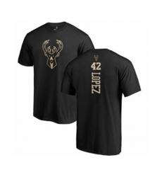 Milwaukee Bucks #42 Robin Lopez Black One Color Backer T-Shirt