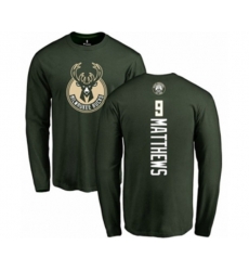 Milwaukee Bucks #9 Wesley Matthews Green Backer Long Sleeve T-Shirt
