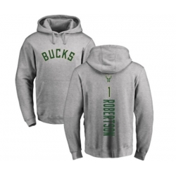 Milwaukee Bucks #1 Oscar Robertson Ash Backer Pullover Hoodie