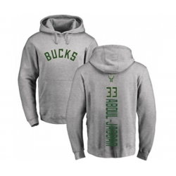 Milwaukee Bucks #33 Kareem Abdul-Jabbar Ash Backer Pullover Hoodie