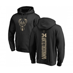 Milwaukee Bucks #34 Giannis Antetokounmpo Black One Color Backer Pullover Hoodie