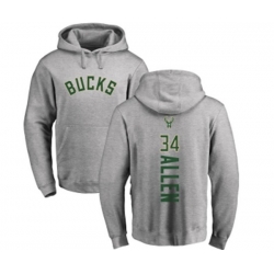 Milwaukee Bucks #34 Ray Allen Ash Backer Pullover Hoodie