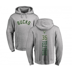 Milwaukee Bucks #35 Mirza Teletovic Ash Backer Pullover Hoodie