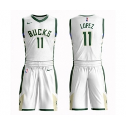 Milwaukee Bucks #11 Brook Lopez Swingman White Basketball Suit Jersey - Association Edition