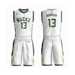 Milwaukee Bucks #13 Glenn Robinson Authentic White Basketball Suit Jersey - Association Edition