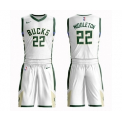 Milwaukee Bucks #22 Khris Middleton Swingman White Basketball Suit Jersey - Association Edition