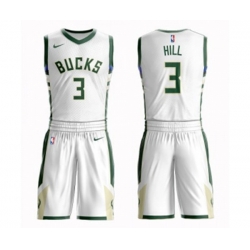 Milwaukee Bucks #3 George Hill Authentic White Basketball Suit Jersey - Association Edition