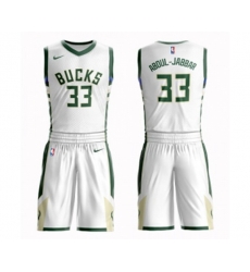 Milwaukee Bucks #33 Kareem Abdul-Jabbar Authentic White Basketball Suit Jersey - Association Edition